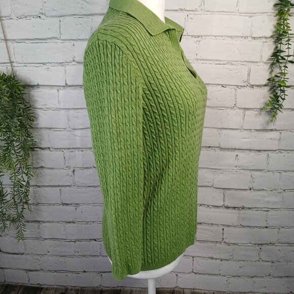 WOMENS JONES NEW YORK SIGNATURE VNECK SWEATER, 3/4 SLEEVE, PERIDOT GREEN, SIZE L - Picture 3 of 7